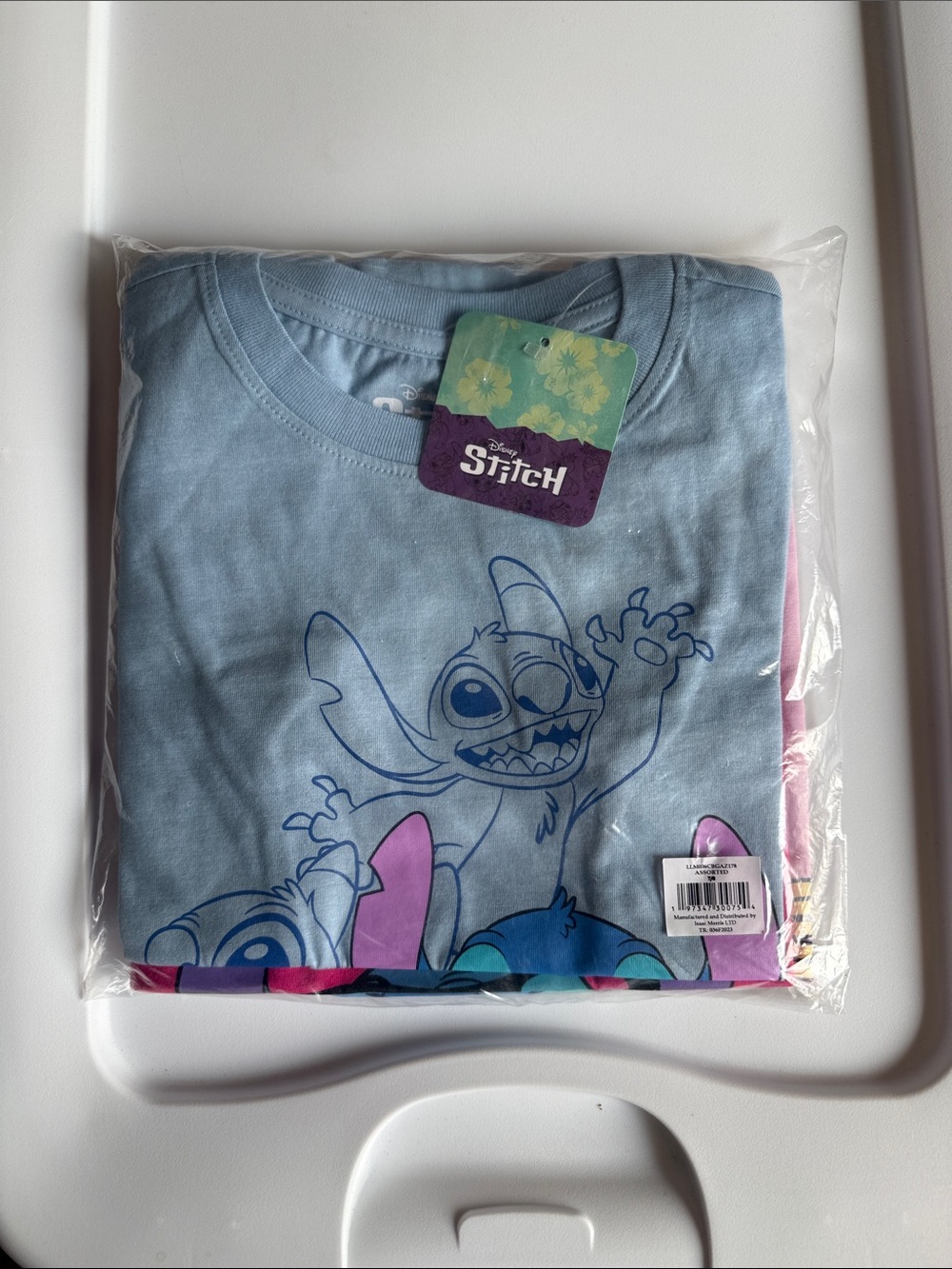 Disney Kids Stitch Graphic Tee in Light Blue with Pink Accents